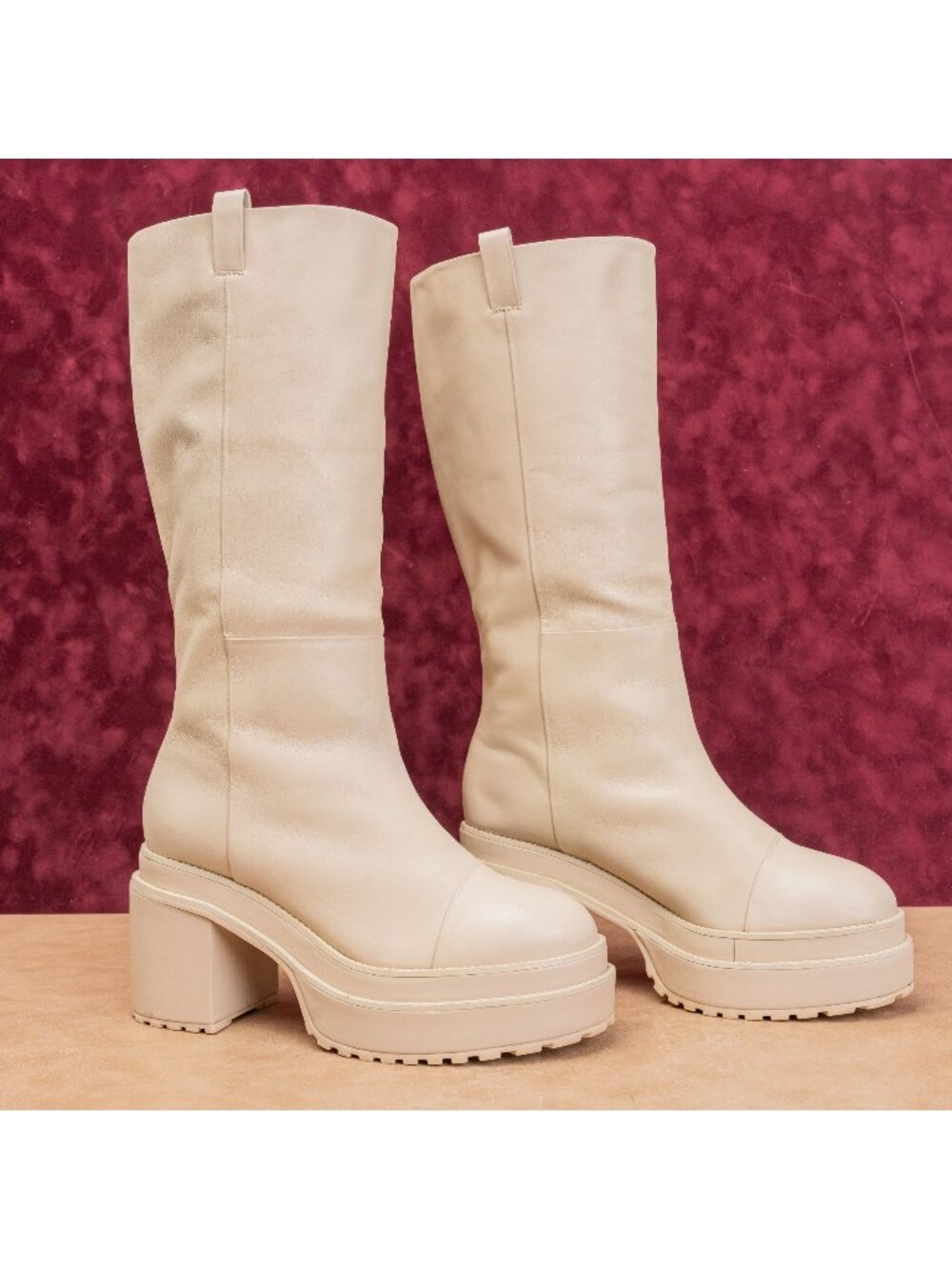 Cult Gaia Women Hanna Ivory Platform Festival Fashion Party Boots sz 11US EUR41